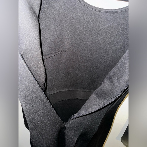 EUC Kardashian Kollection Fitted Black Dress - L Large Long Sleeve Faux Leather - Picture 6 of 7